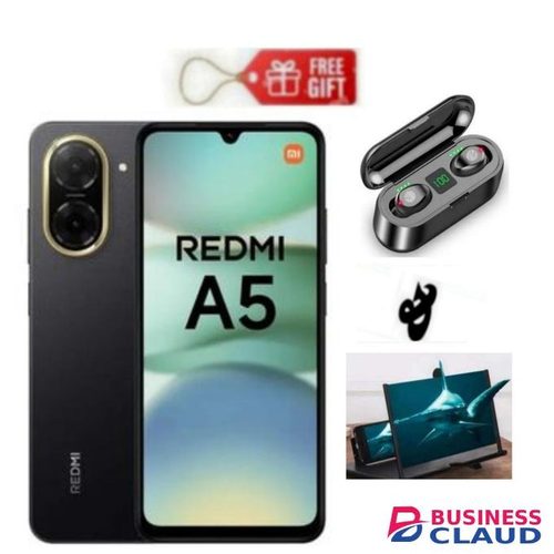 XIAOMI REDMI A5 3GB RAM + 64GB ROM, 32MP 5200MAH, DUAL SIM, BLACK + MAGNIFIER & EABUDS