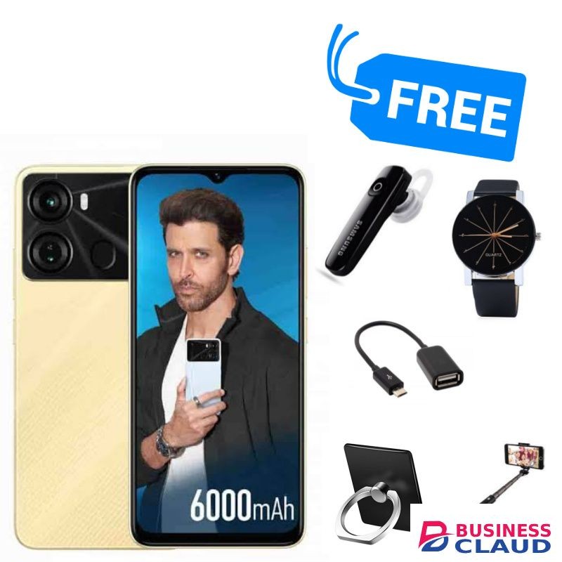 Itel P40,6.6" (4GB +64GB)13MP(Dual SIM)6000mAh,WITH WARRANT, FIVE FREEBIES PACK