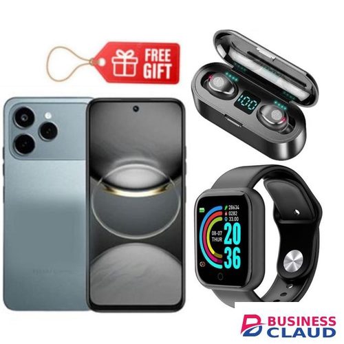 Tecno Spark 40, 6.67'' HD+, UP To 8GB RAM + 128GB ROM (Dual Sim) 50MP, 5200 MAh - Black + Free Earbuds & Smartwatch
