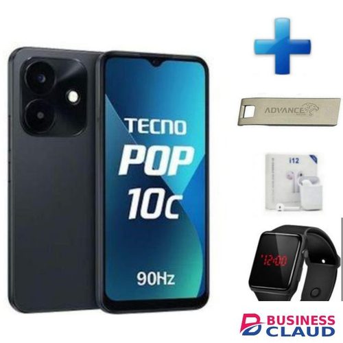 Tecno Pop 10c - 6.67'' UPTO 4GB RAM + 64gb ROM - Android 15 Smart - 13MP Rear/8MP Front - 5000mAh W,pod, flash
