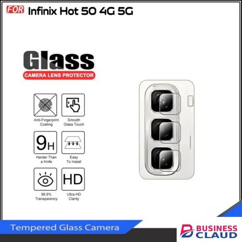 Infinix Hot 50 Camera Lens Protector - Black Metal Ring Phone Cover