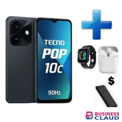 Tecno Pop 10c - 6.67'' UPTO 4GB RAM + 64 GB ROM - Android 15 Smart - 13MP Rear/8MP Front - 5000mAh PB,pod,SW
