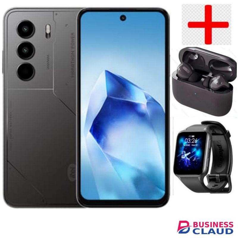 Itel Power 70 128GB + 4GB(UPTO 8GB) RAM ,6.67''Screen, 6000mAh -1 YEAR WARRANTY+EARPODS+WATCH.