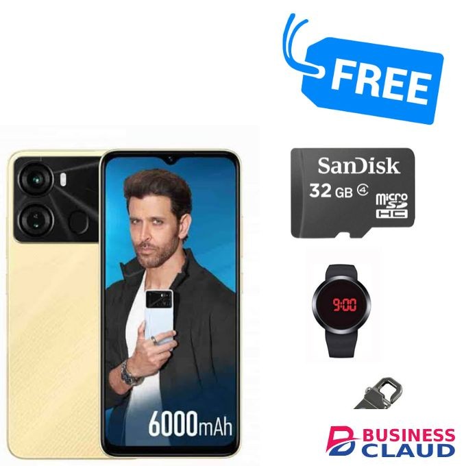 Itel P40,6.6" (4GB +64GB)(Dual SIM)6000mAh,WITH WARRANT,CARD,WATCH & DISK