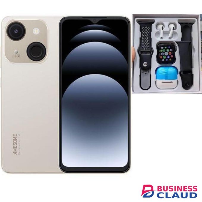 Itel A06 6.6" HD+, 32GB ROM + Up To 4GB RAM, 4000mAh Champagne Gold+Smartwatch+Pods 2
