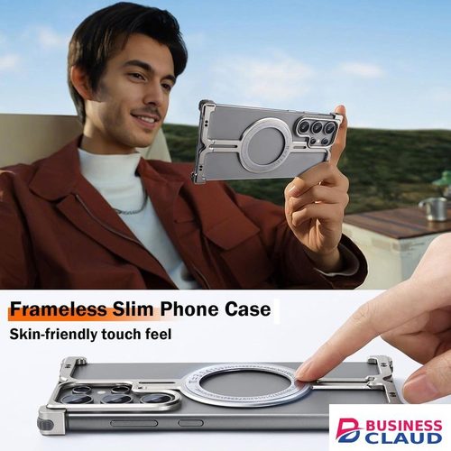 Samsung Galaxy S24 Ultra Frameless Metal Case – Heavy-Duty Titanium Shockproof With MagSafe Support