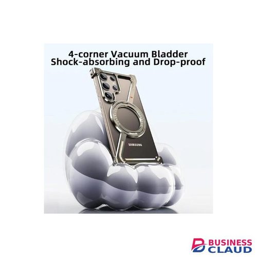 Samsung Galaxy S23 Ultra Magnetic Frameless Metal Phone Case, Slim Shock-Absorbent Bumper with Kickstand Support
