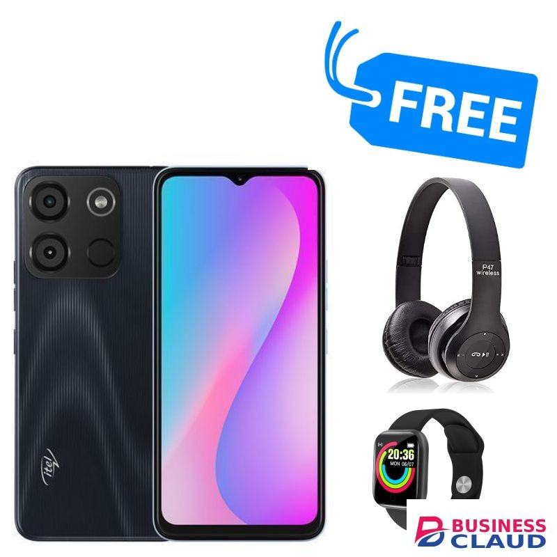 Itel A04, 6.3", Display Size2GB RAM + 32GB ROM, (Dual SIM),WATCH & HEADPHONES