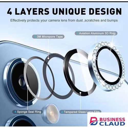 Samsung Galaxy A06 4G 2-Piece Gold Glitters Diamond Metal Ring Camera Lens Protector - Sparkling Lens Cover with HD Clarity