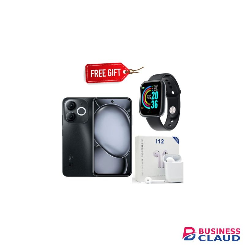 Itel A80 6.7" 4GB RAM+128GB Storage, Android 14, 5OMP Camera,5000 mAh battery, - Black+Smartwatch+Earpods