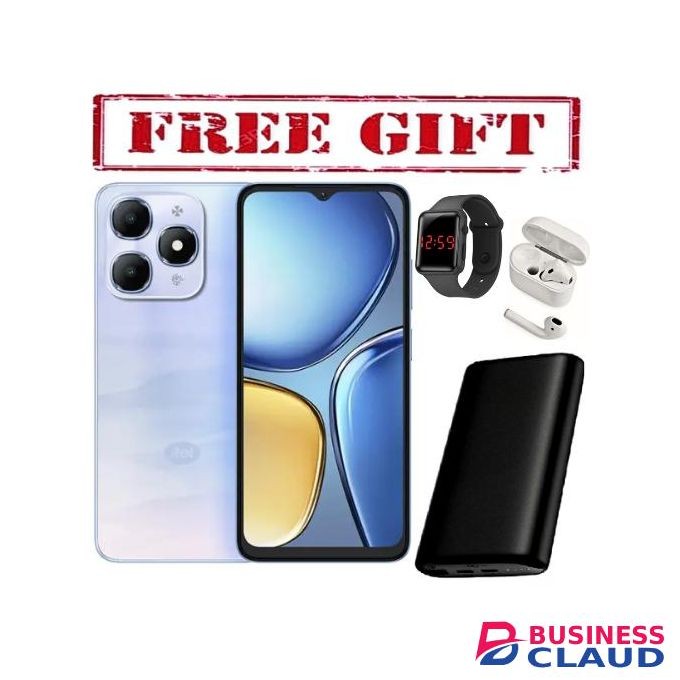 Itel A90, 6.6", 8GB RAM (4+4GB RAM) + 128GB (Dual SIM), 5000mAh(1YR WRTY), COMES WITH FREE LED WATCH , POWERBANK AND AIRPODS FOR YOU BLUE