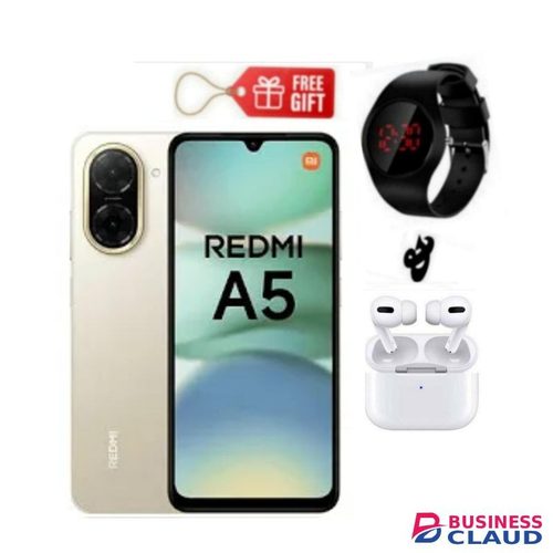 XIAOMI REDMI A5, 6.88" SCREEN DISPLAY, 64GB ROM + 3GB RAM, 32MP, 5200MAH, 4G DUAL SIM + WATCH & AIRPODS