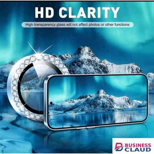 Samsung Galaxy A14 / A24 / A34 3-Piece Silver Diamond Metal Ring Camera Lens Protector