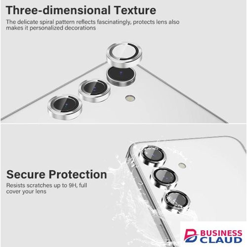 Samsung Galaxy S24 Plus Phone Case, Silver Metal Ring Camera Lens Protector for Enhanced Protection