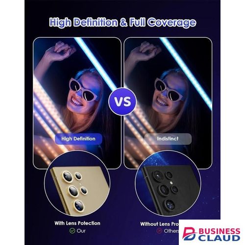 Samsung Galaxy S25 Ultra Phone Case, Women's Metal Ring Camera Lens Protector with Diamond Glitter Decoration for Second Device