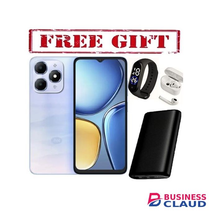 Itel A90, 6.6", 8GB RAM (4+4GB RAM) + 128GB (Dual SIM), 5000mAh(1YR WRTY), BLUE COMES WITH FREE STRAP WATCH , POWERBANK AND AIRPODS FOR YOU BLUE