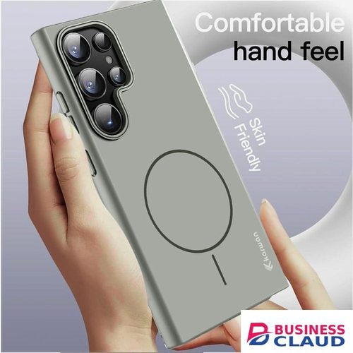 Samsung Galaxy S23 Ultra Grey Skin Touch Ultra-Slim Magnetic Protective Case, Luxurious Matte Finish Shock-Resistant Lightweight Wireless Charging Compatible Phone Cover