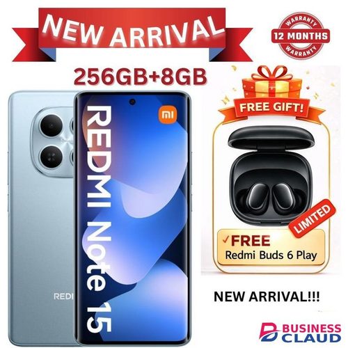 XIAOMI Redmi Note 15 4G, 256GB 8GB RAM, Camera 108 MP, Battery 6000 mAh, Color Black, Smartphone PLUS FREE BUDS
