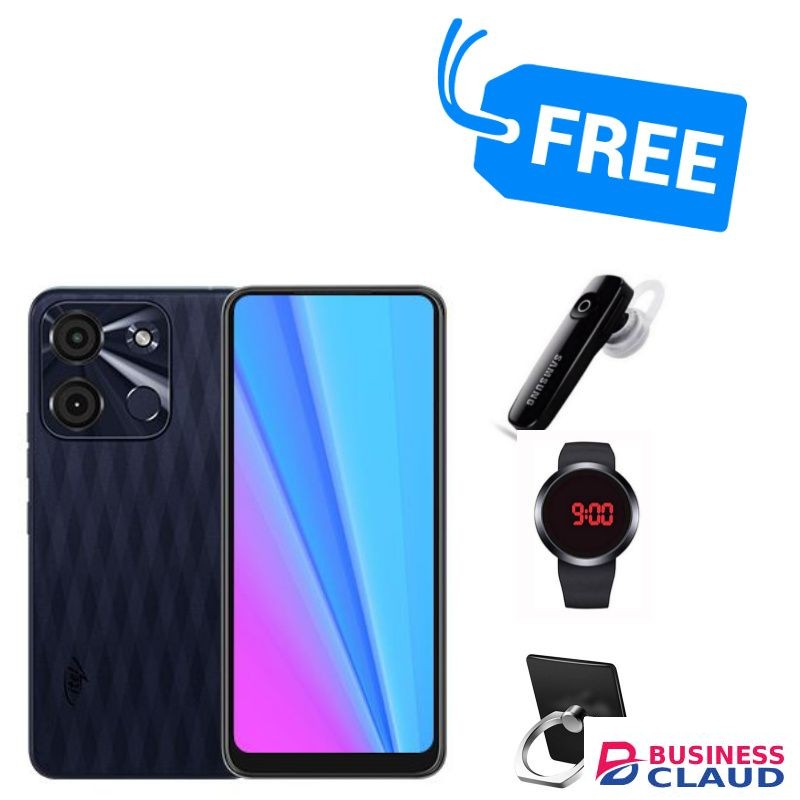 Itel A60s,(64GB ROM +4GB RAM)6.6 DISPLAY,4G LTE,BLUETOOTH,WATCH,& RING