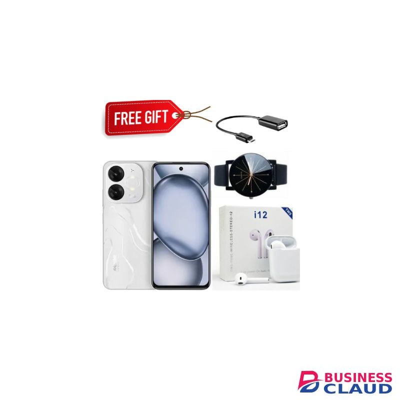 Itel A80 6.7" Expandable Upto 8RAM+128GB Storage, Android 14, 5OMP Camera,5000 mAh battery, - White+Free Gifts