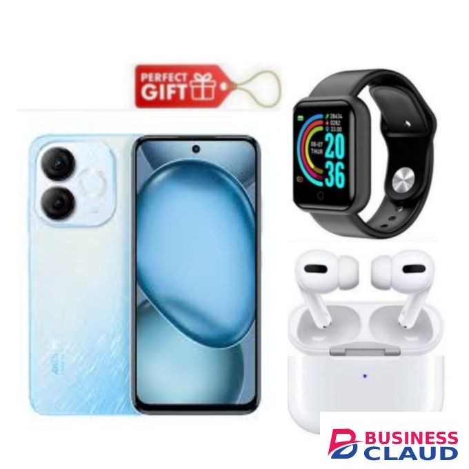 Itel A80, 6.7", 4GB RAM + 128GB, 5000mAh Blue Smart Watch+ Airpods