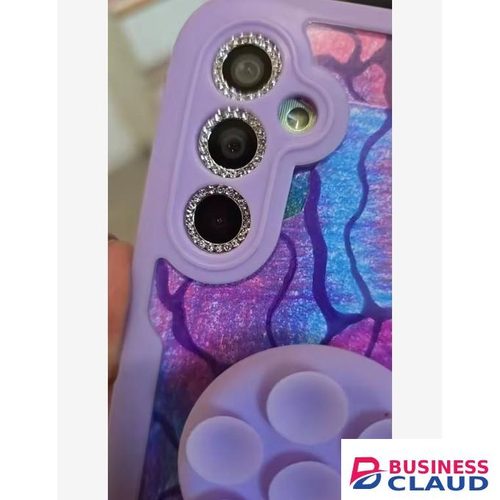 Samsung Galaxy A34 Phone Case, Women's Metal Ring Camera Lens Protector with Diamond Glitter Decoration for Second Device