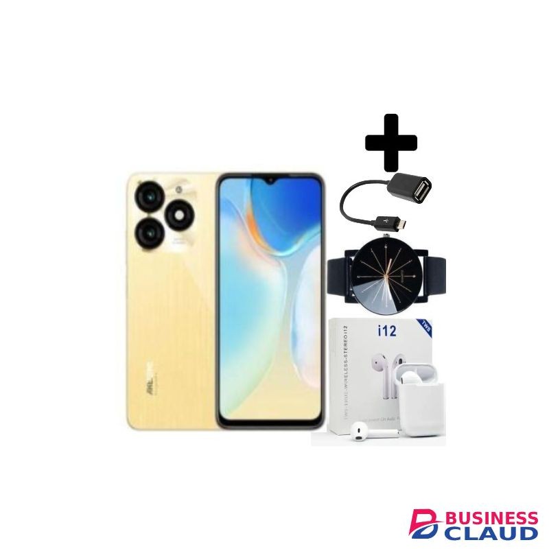 Itel P55 6.6", 90Hz, 128GB ROM + Up To 12GB RAM, 50MP AI Camera, 5000mAh 18W Type-C, 4G, Android 13 - Gold+Gifts