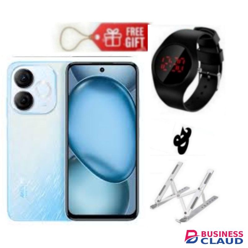 Itel A80, 6.7", 4GB RAM + 128GB, 5000mAh Blue, Red Watch +Laptop StaND