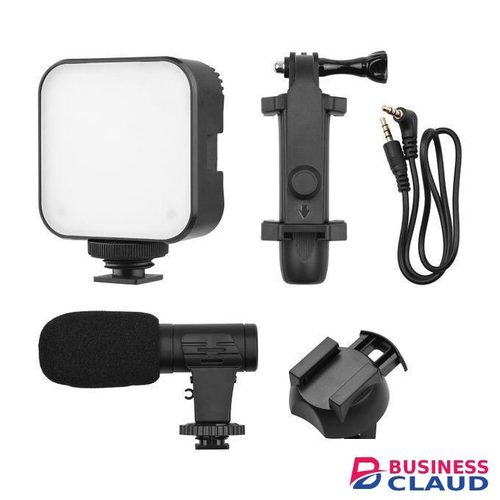 Microphone Remote Control Tripod Camera Vlogging Kit Smartphone Vlog Led Fill Light Live Streaming Microphone Video Making Kit - Black