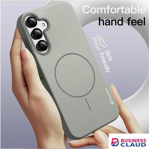 Samsung Galaxy S25 Grey Skin Touch Ultra-Slim Magnetic Protective Case, Luxurious Matte Finish Shock-Resistant Lightweight Wireless Charging Compatible Phone Cover