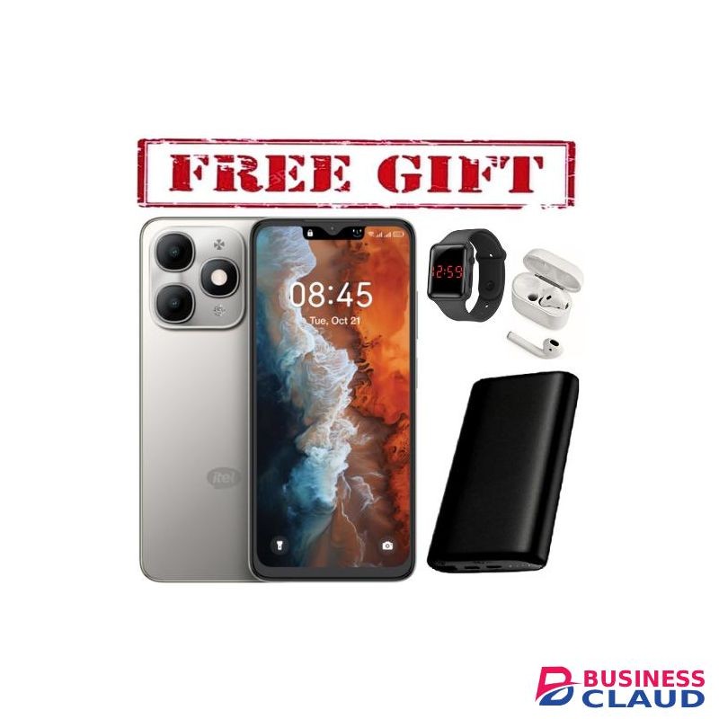 Itel A90, 6.6", 8GB RAM(4+4) GB + 128GB (Dual SIM), 5000mAh, (1YR WRTY) COMES WITH FREE LED WATCH , POWERBANK AND AIRPODS FOR YOU GREY