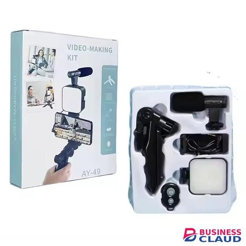AY-49 Vlog Beginners Smartphone Phone Video Kit LED Light Microphone Tripod Handheld Gimbal Tripod for YouTube Vlogging