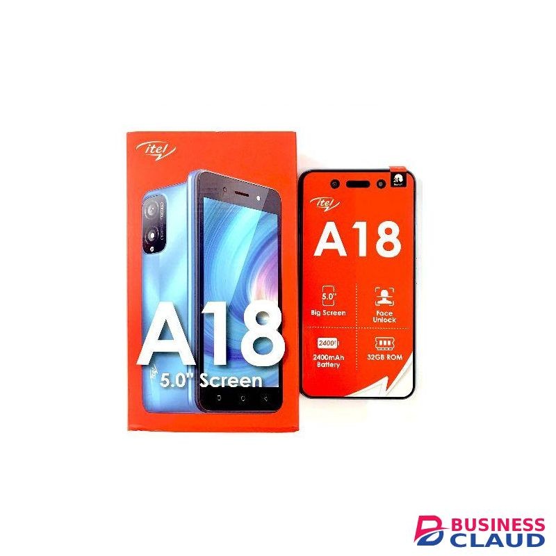 Itel A18, Display 5.0" Display Size(32GB +1GB)(Dual Sim)Battery 2400 MAh" + Cap