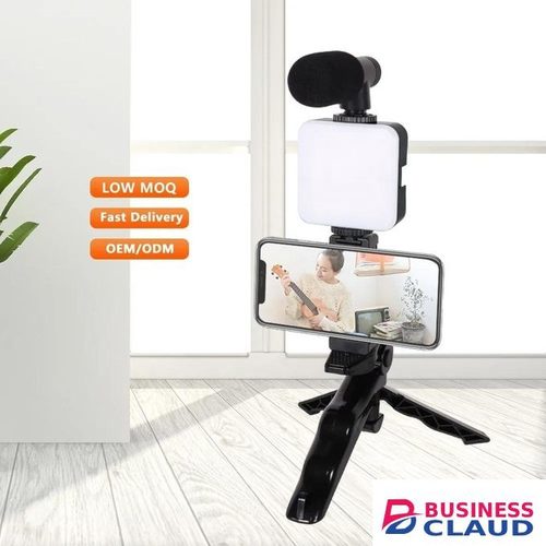 AY-49 LED Vlog Beginners Smartphone Phone Video Kit Light Microphone Tripod Handheld Gimbal Tripod for YouTube Vlogging
