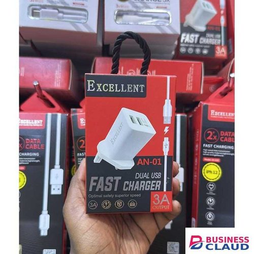 EXCELLENT AN-01 Dual USB Charger – 3A Fast Output Wall Adapter