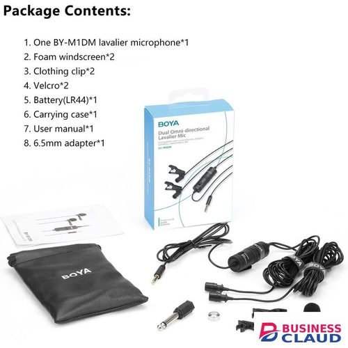 Boya BY-M1DM Omnidirectional Dual Clip-On Lavalier Mic for Camera Smartphone Use