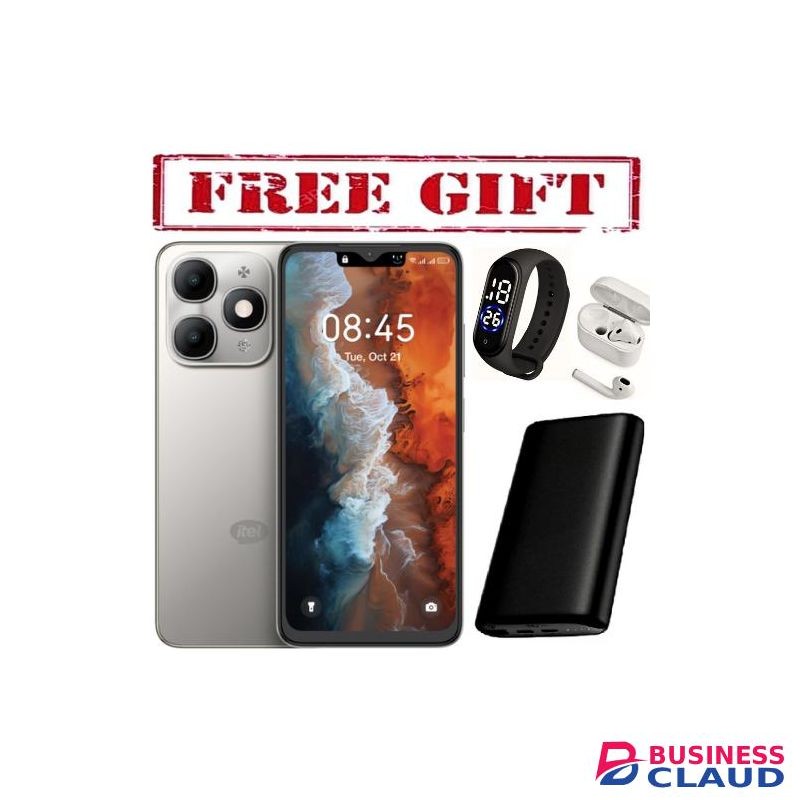 Itel A90, 6.6", 8GB RAM(4+4) GB + 128GB (Dual SIM), 5000mAh, COMES WITH FREE STRAP WATCH , POWERBANK AND AIRPODS FOR YOU (1YR WRTY) GREY