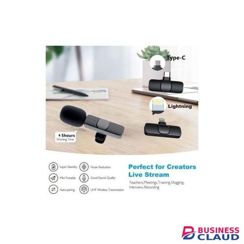 Wireless Microphone for iPhone, Android, Camera, USB-C Microphone, Wireless Lavalier Microphone, Mini Microphone, Noise Canceling Lapel Mic for Interview Video Podcast Vlog YouTube