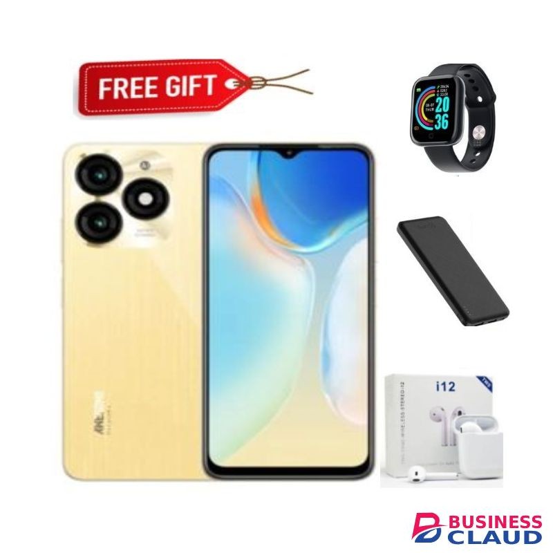 Itel P55 6.6", 90Hz, 128GB ROM + Up To 12GB RAM, 50MP AI Camera, 5000mAh 18W Type-C, 4G, Android 13 - Gold +FREEBIES