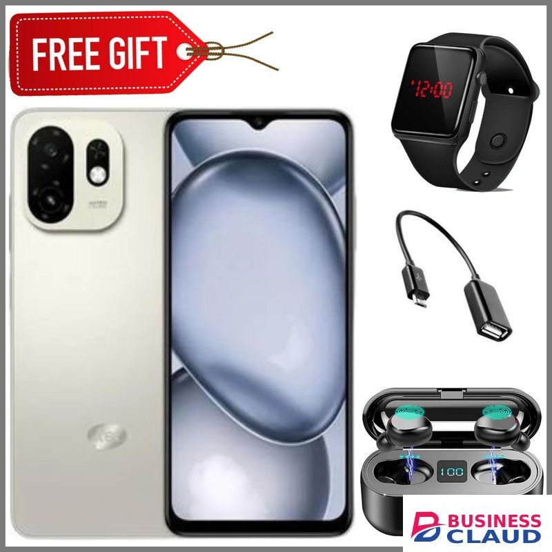 Itel A100c - 6.6" 90Hz Super Clear Display, 64GB ROM + Up to 6GB RAM, 5000mAh Battery, Type-C, Android 15 +LEDwatch+Otg+Earbuds