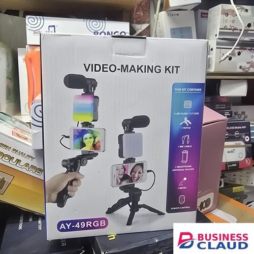 AY49 RGB Smartphone Tripod Mic Kit LED Lighting for Live Streaming
