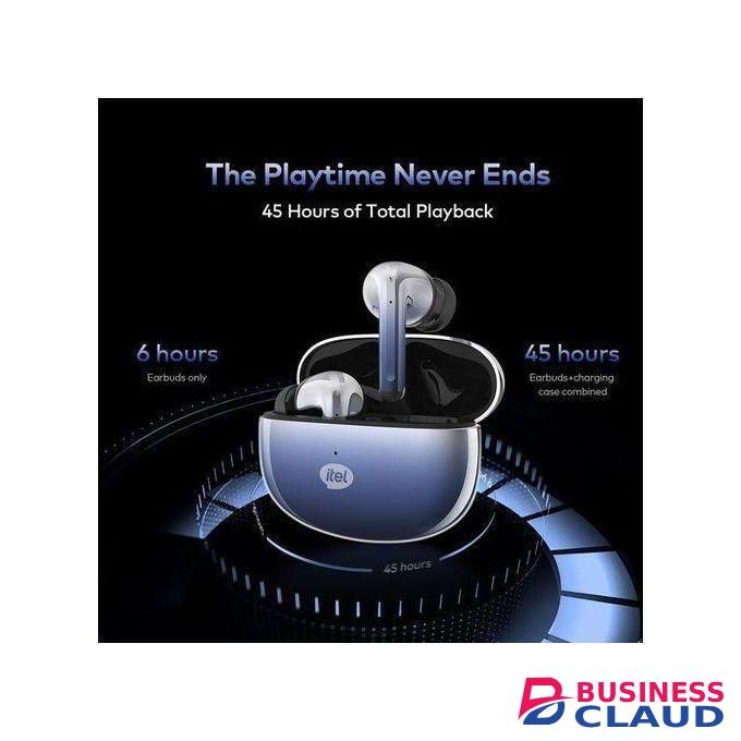 Itel BudsPlay TWS Earbuds - 4 Mic ENC Gaming Mode Co-branded Boomplay, Blue