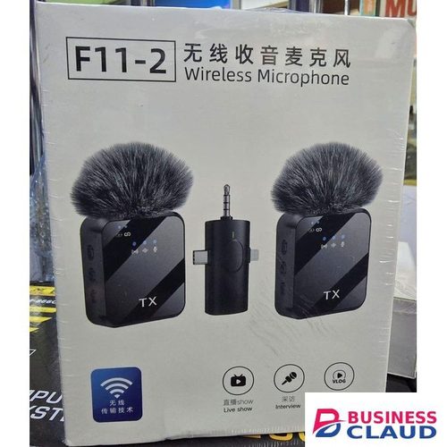 F11 2 Portable Wireless Mic Lavalier for iPhone Samsung Camera