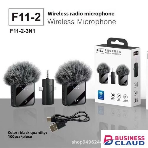 Professional F11-2 Dual Microphone Wireless Lapel Microphone Cell Phone Recording Outdoor Video Lavalier Microphone