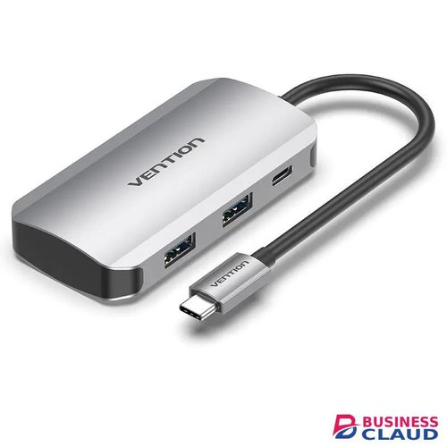 Vention USB-C to USB3.0x4/PD Hub 0.15M Gray Aluminum Alloy Type
