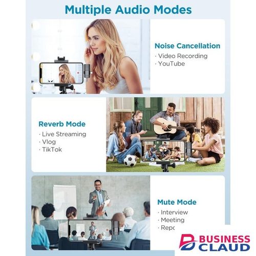 Noise Cancelling Double Mic Wireless Lavalier 3 in 1 for Smartphones