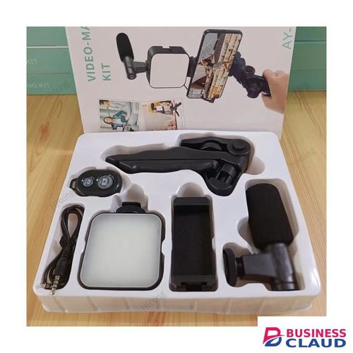 AY-49 Vlogging Kit with Tripod, LED Light, Microphone for Instagram, TikTok & YouTube
