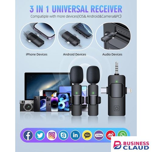 Lavalier Mic K15 – Wireless Dual Microphones for Smartphone & Camera