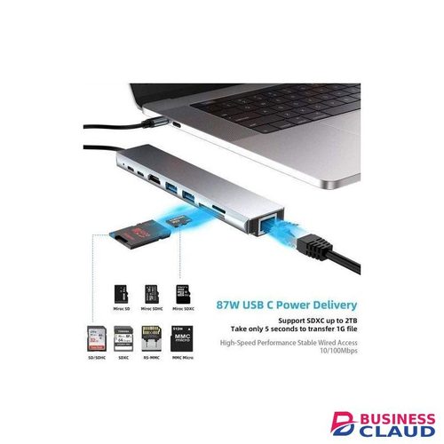 USB C Hub 8 In 1 Type C 3.1 To 4K HDMI Adapter With RJ45 SD/TF Card