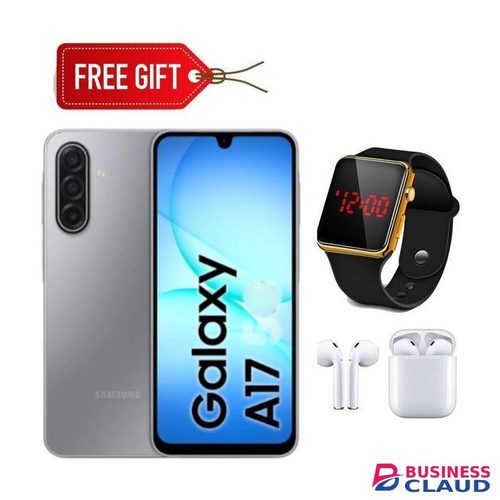 Samsung Galaxy A17, 6.7'' HD+ Display, 6GB RAM + 128GB Storage (Dual Sim), 50MP Camera, 5000mAh - Gray + LED Watch & Earpods